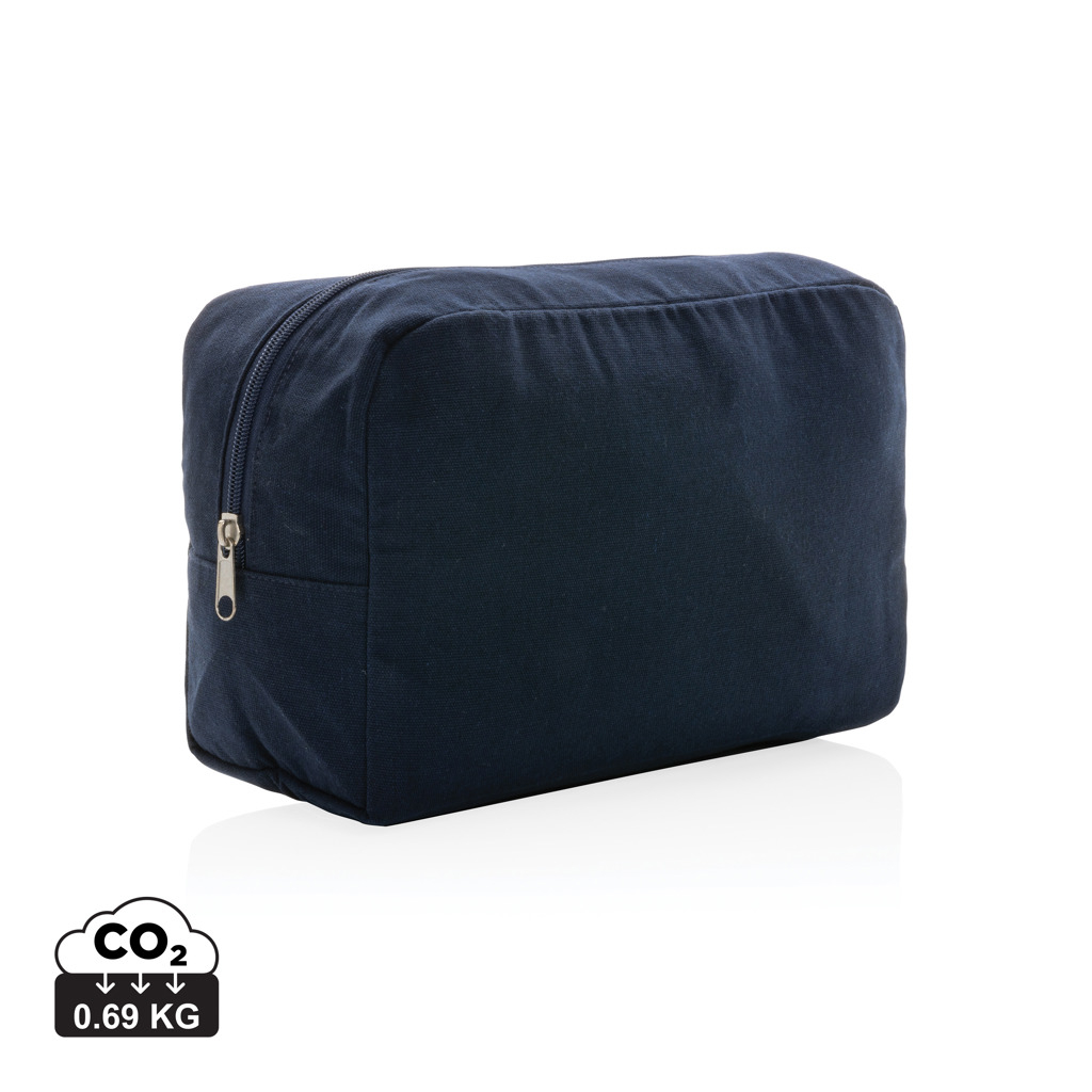 Trousse de toilette personnalisée toile recyclée 285g Impact Bleu marine